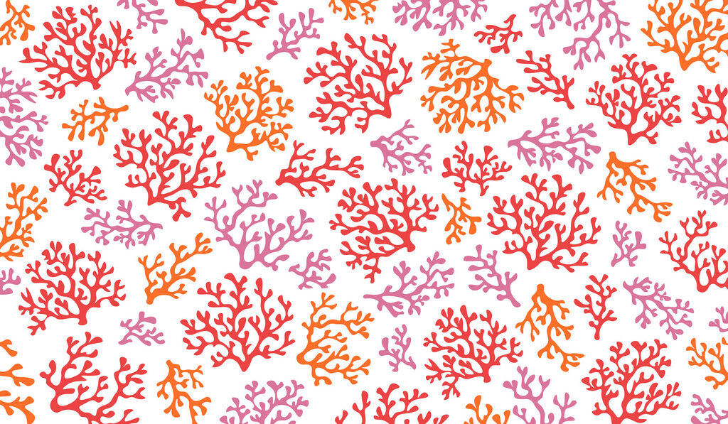 Papel de parede Padrão de corais laranja e roxos (REF: t01137)