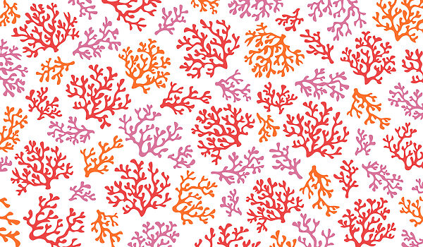 Papel de parede Padrão de corais laranja e roxos (REF: t01137)