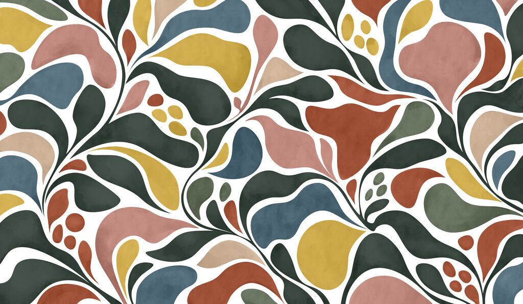 Papel de parede Padrão colorido com folhas (REF: t01142) Papel de parede Padrão colorido com folhas (REF: t01142)