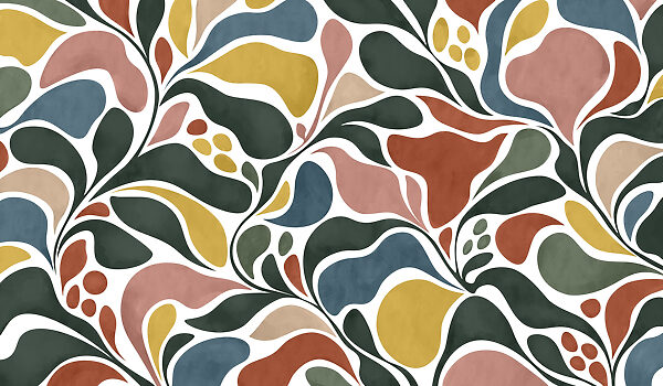 Papel de parede Padrão colorido com folhas (REF: t01142) Papel de parede Padrão colorido com folhas (REF: t01142)