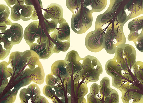 Papel de parede Grupo de árvores com folhas verdes (REF: t01164)