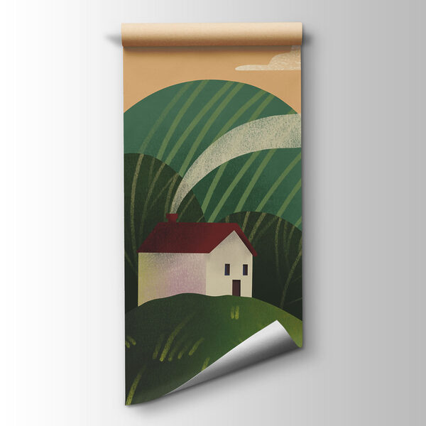 Papel de parede Paisagem de um corpo de água com rochas e árvores (REF: t01165) Papel de parede Paisagem de um corpo de água com rochas e árvores (REF: t01165)