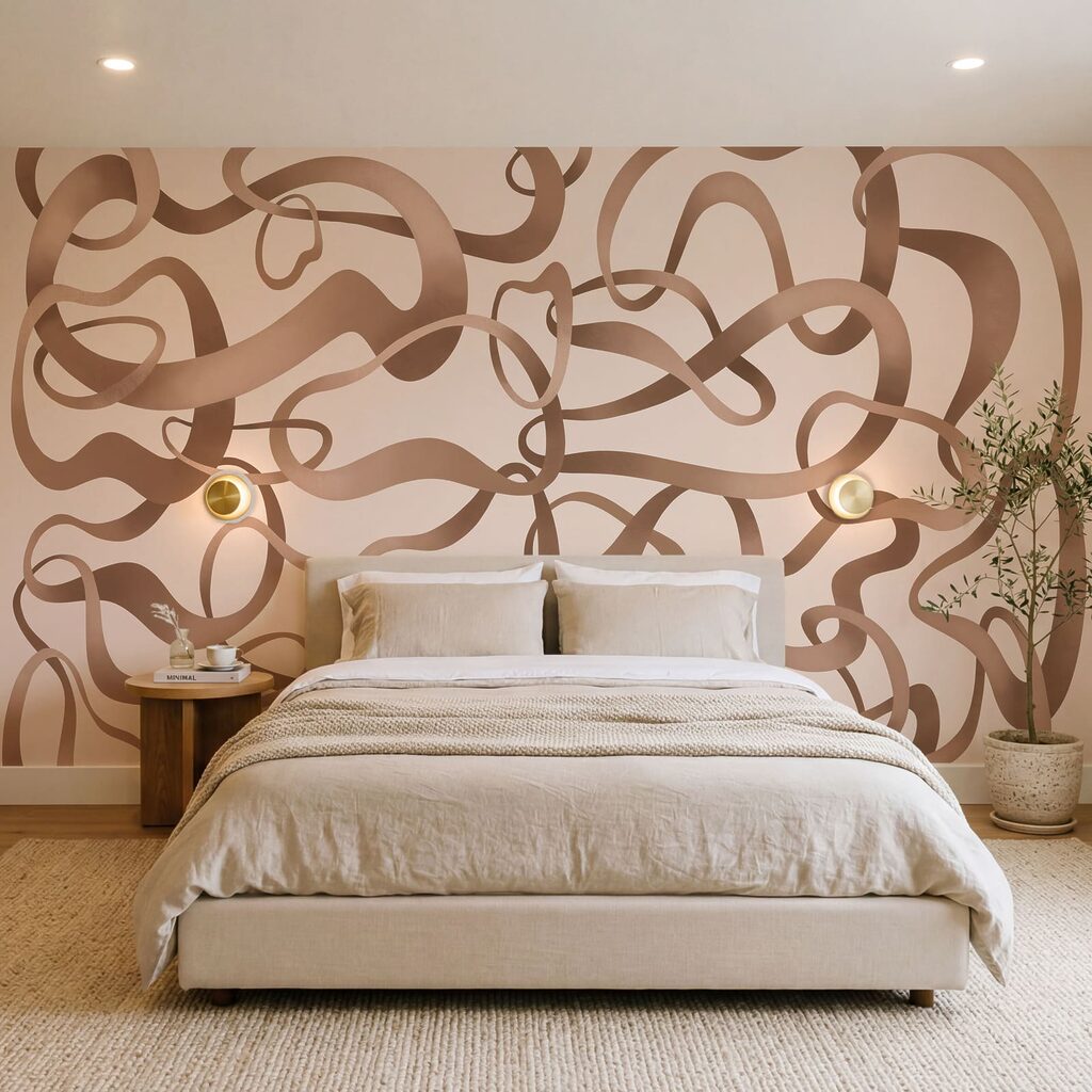 Papel de parede Conjunto de linhas castanhas e onduladas (REF: t01168)