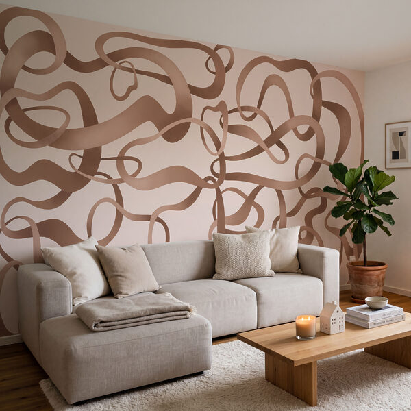Papel de parede Conjunto de linhas castanhas e onduladas (REF: t01168)
