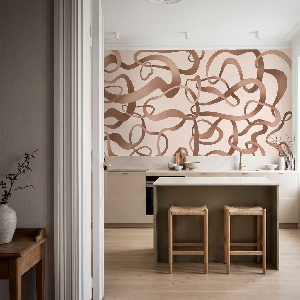 Papel de parede Conjunto de linhas castanhas e onduladas (REF: t01168)