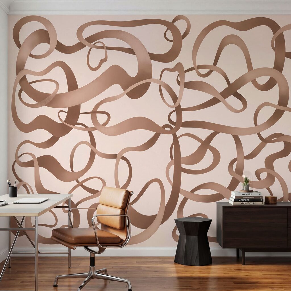 Papel de parede Conjunto de linhas castanhas e onduladas (REF: t01168)