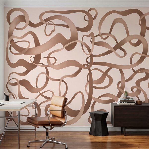 Papel de parede Conjunto de linhas castanhas e onduladas (REF: t01168)