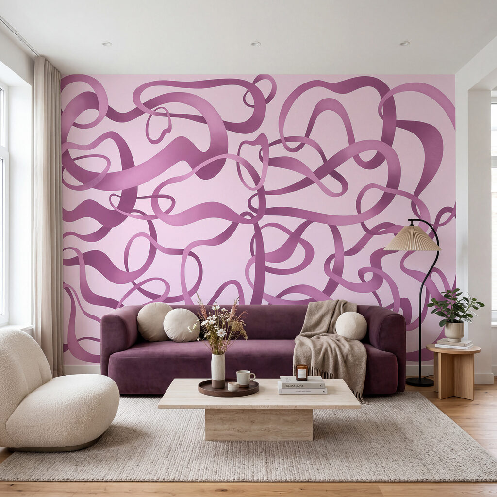 Papel de parede Linhas onduladas em rosa e roxo (REF: t01168v3)
