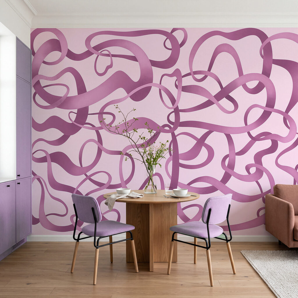 Papel de parede Linhas onduladas em rosa e roxo (REF: t01168v3)
