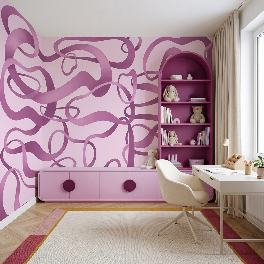 Papel de parede Linhas onduladas em rosa e roxo (REF: t01168v3)