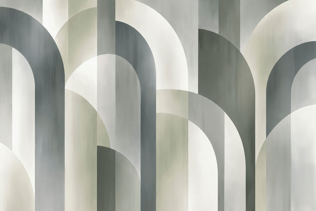 Papel de parede Padrão art déco em cinzento e branco (REF: t01188v1)