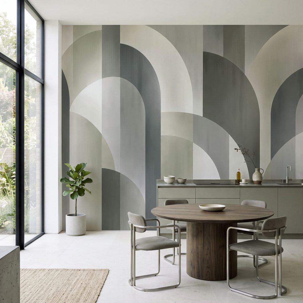 Papel de parede Padrão art déco em cinzento e branco (REF: t01188v1)