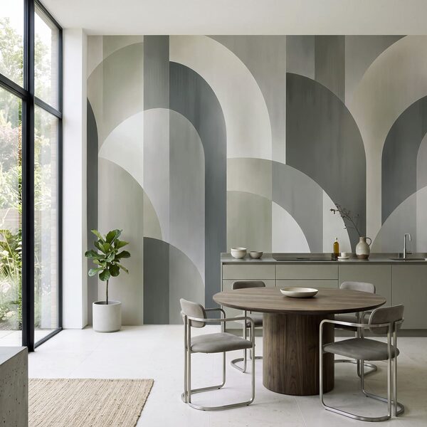 Papel de parede Padrão art déco em cinzento e branco (REF: t01188v1)