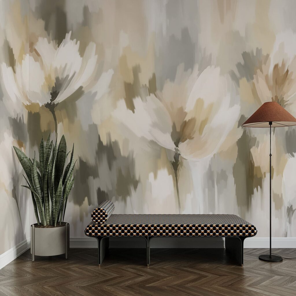 Papel de parede Pintura de flores num fundo desfocado (REF: t01189v1) Papel de parede Pintura de flores num fundo desfocado (REF: t01189v1)