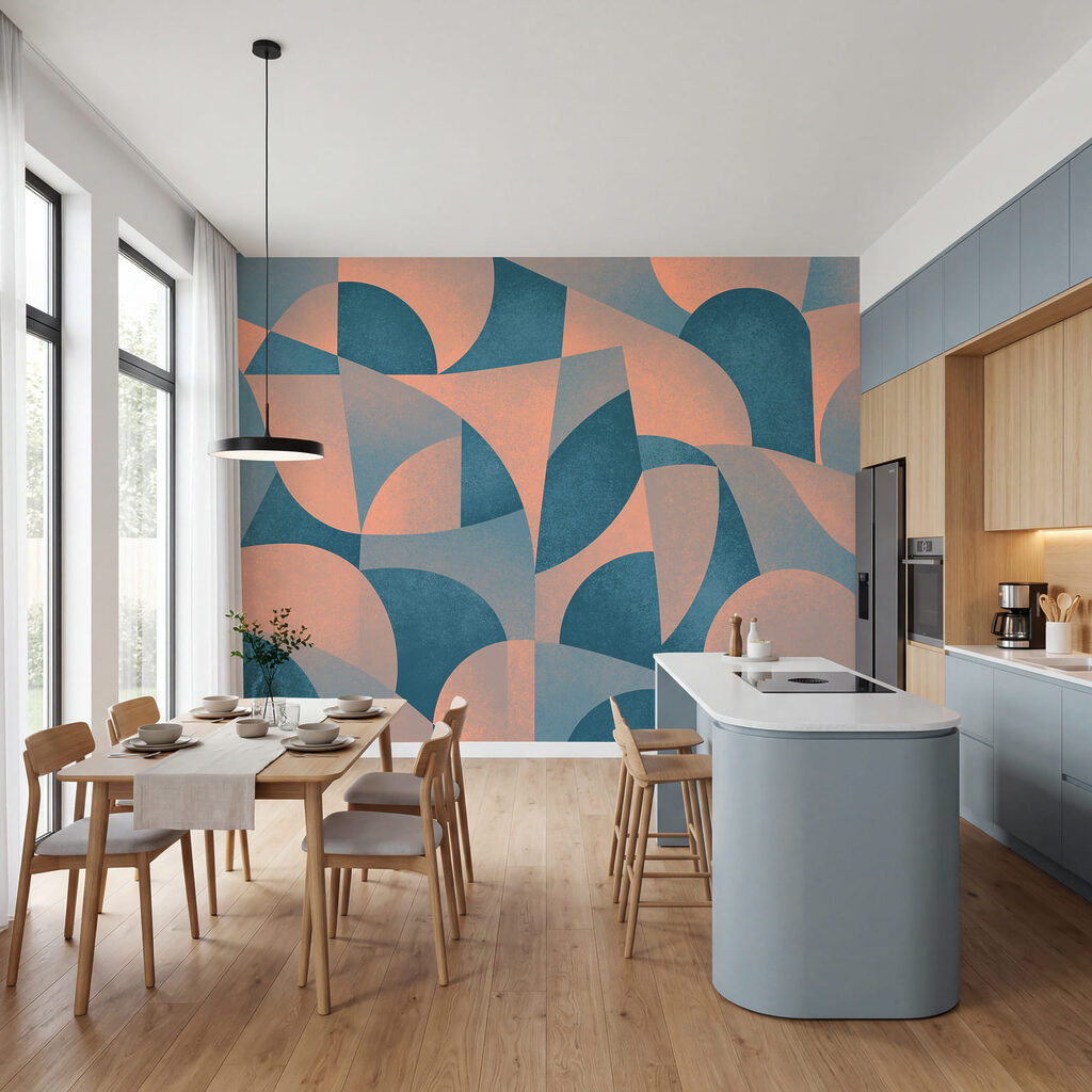 Papel de parede Padrão geométrico azul e rosa (REF: t01144)