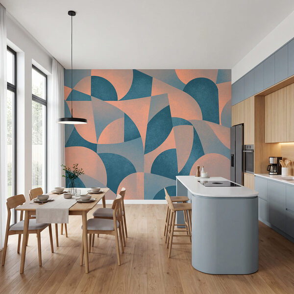 Papel de parede Padrão geométrico azul e rosa (REF: t01144)