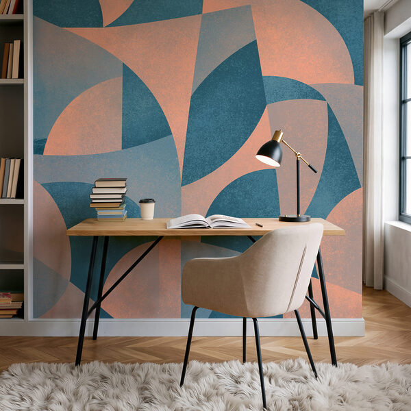 Papel de parede Padrão geométrico azul e rosa (REF: t01144)