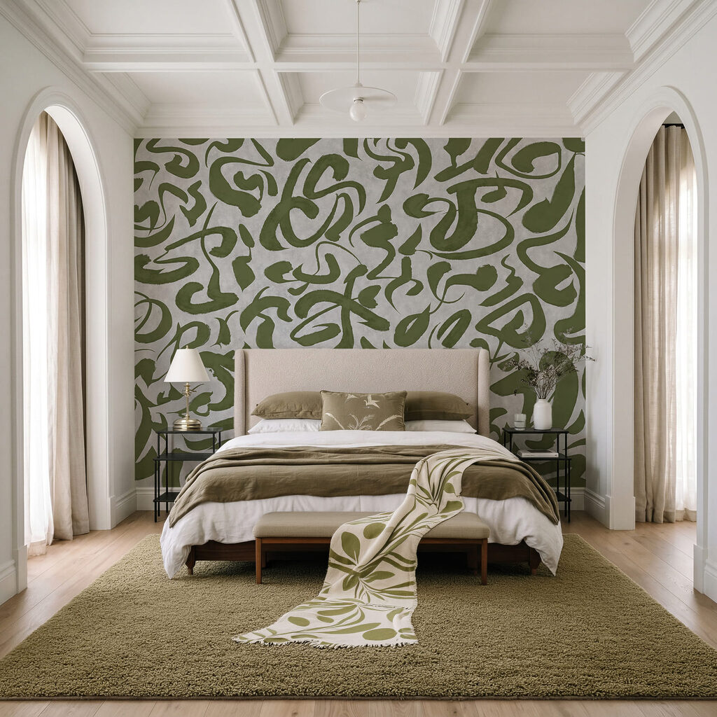 Papel de parede Padrão de linhas verdes e cinzentas (REF: t01147v1)