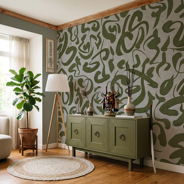 Papel de parede Padrão de linhas verdes e cinzentas (REF: t01147v1)