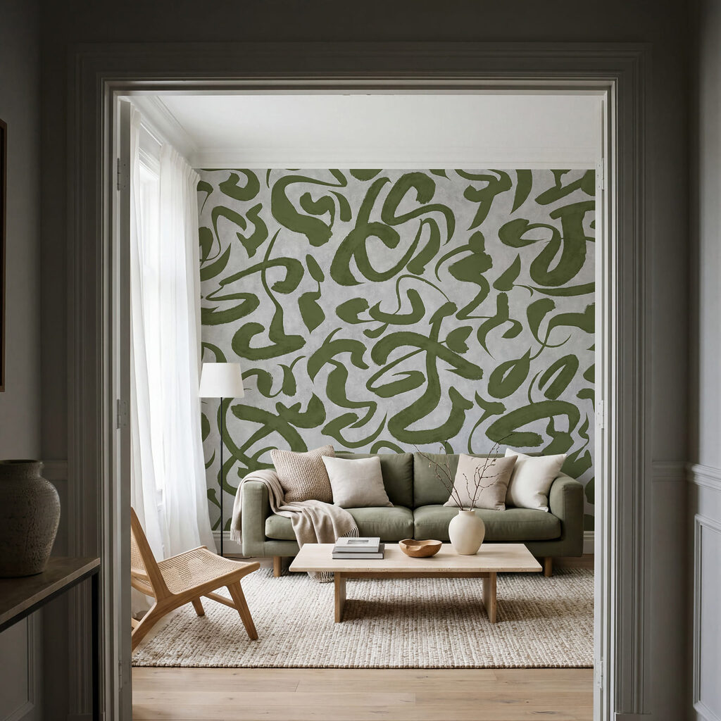 Papel de parede Padrão de linhas verdes e cinzentas (REF: t01147v1)